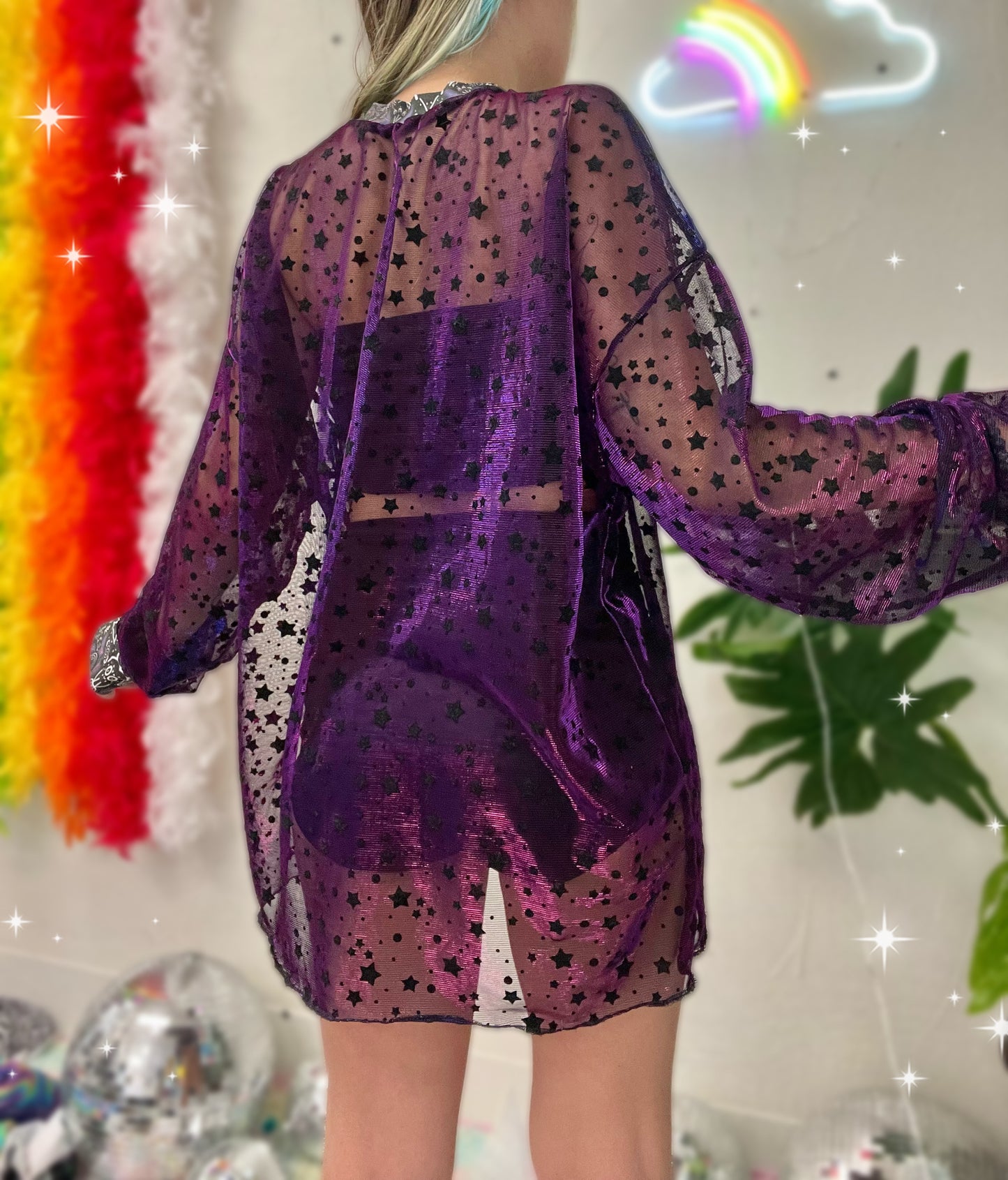 iridescence mesh long sleeve