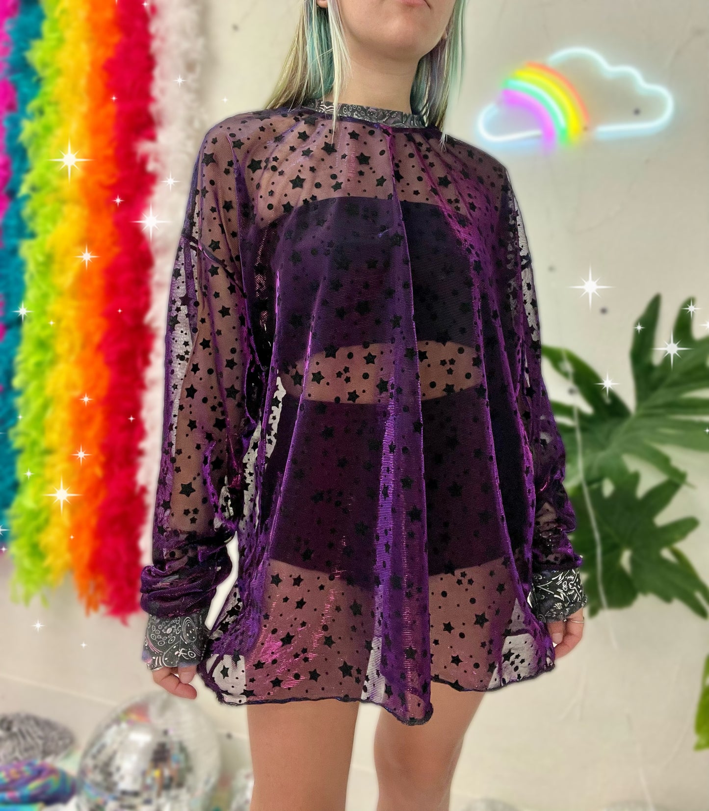 iridescence mesh long sleeve