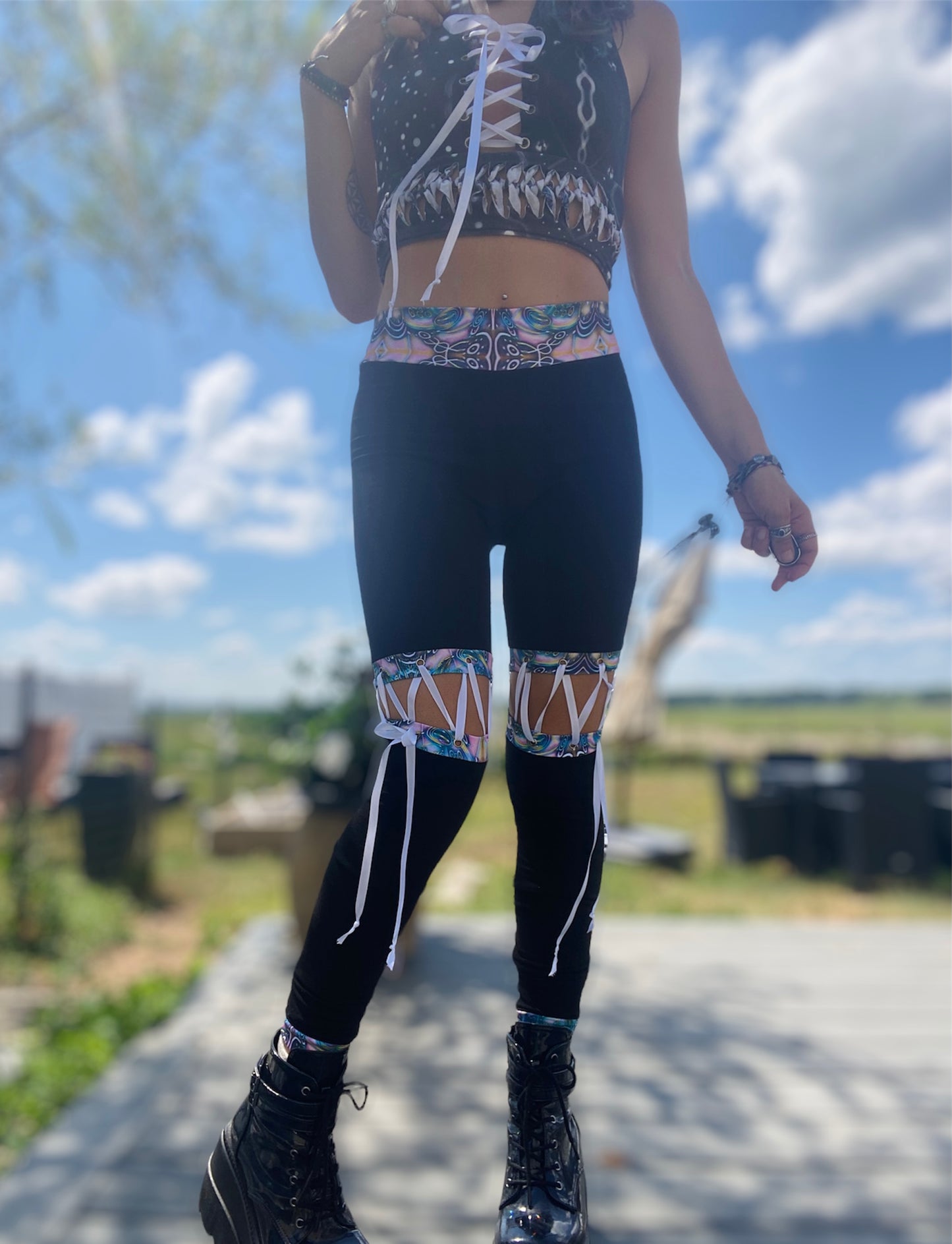UNBRAIDED lace up leggings