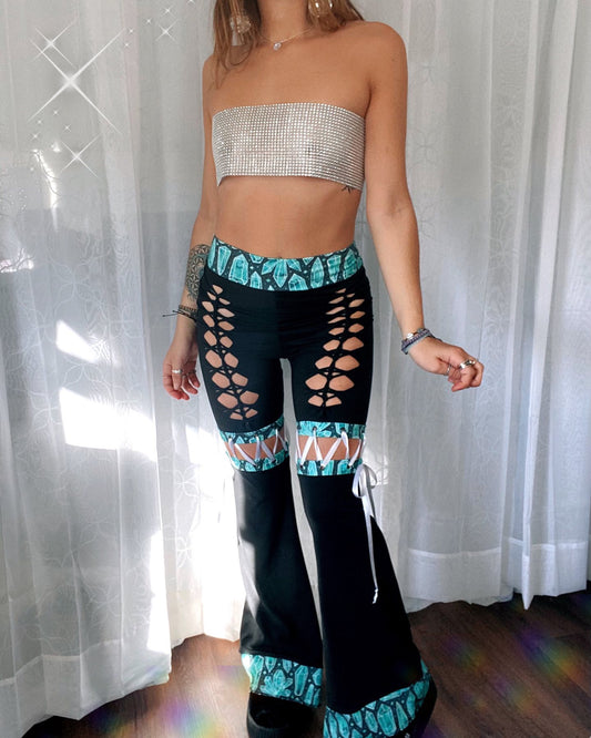 BRAIDED lace up flares