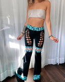 BRAIDED lace up flares